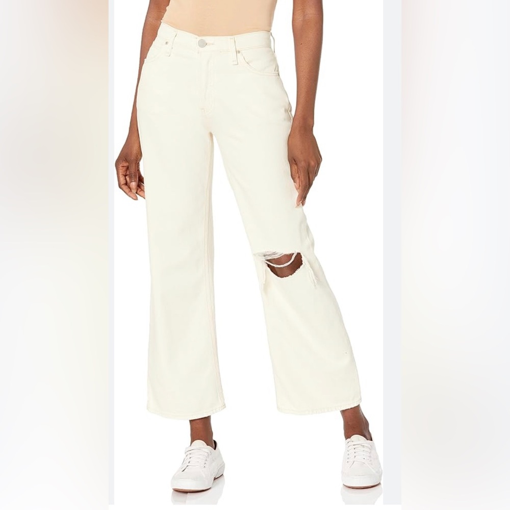 Hudson Jeans cream Wash Rosalie High Rise Wide Leg Ankle Denim Jeans